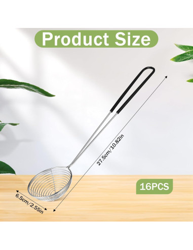 16 Cucharas Colador de Acero Inoxidable EupHHonycs 27.5cm