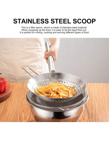 Cucharón Colador Ranurado de Acero Inoxidable Yardwe 0.39kg