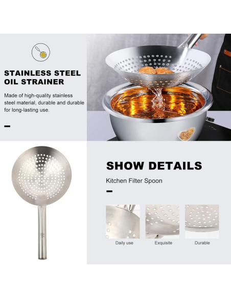 Cucharón Colador Ranurado de Acero Inoxidable Yardwe 0.39kg