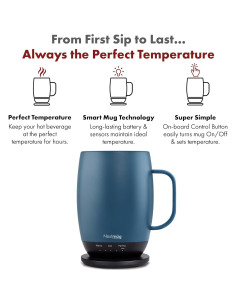 Nextmug Plus - Taza autocalentable 18 oz. Azul pizarra 2