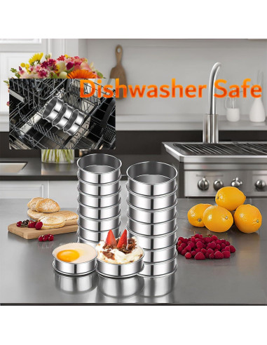 16 Anillos de Muffin Crumpet Acero Inoxidable 3.15 y 4"