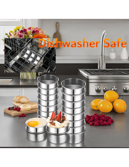 16 Anillos de Muffin Crumpet Acero Inoxidable 3.15 y 4"