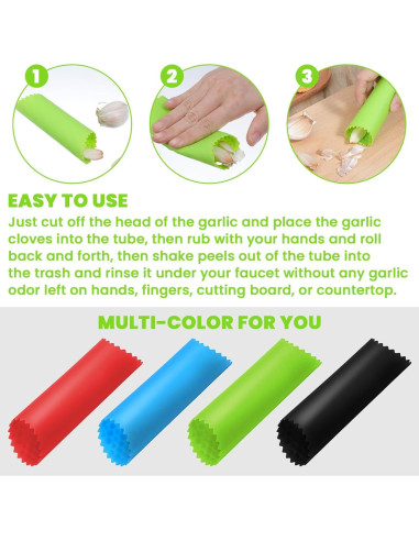 Set 4 Peladores de Ajo Silicona Classicseali Colores