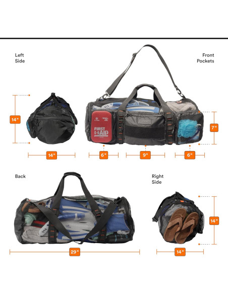 Bolsa de Malla 90L Fitdom para Buceo y Playa