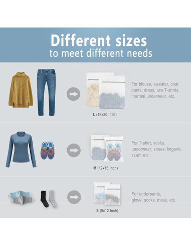 3 Bolsas de Lavandería Malla Panal Muchfun 40x50cm 30x40cm 23x30cm