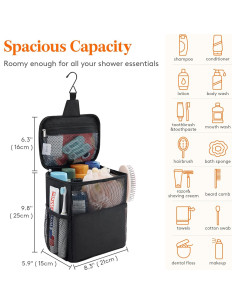 Bolsa de Ducha de Malla Lifewit Mediana Negra 21x15x25cm 2