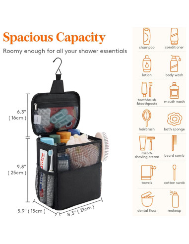 Bolsa de Ducha de Malla Lifewit Mediana Negra 21x15x25cm