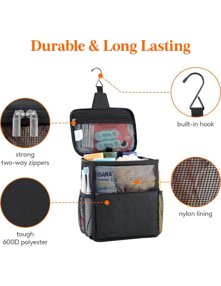 Bolsa de Ducha de Malla Lifewit Mediana Negra 21x15x25cm