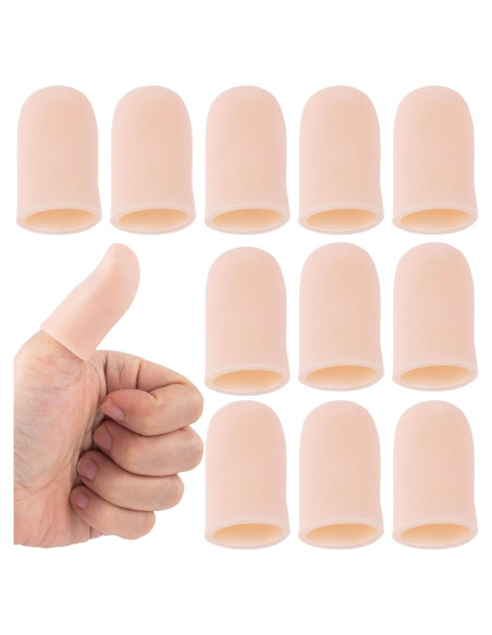 PAGOW 10 Fundas de Dedo de Gel Reutilizables Beige