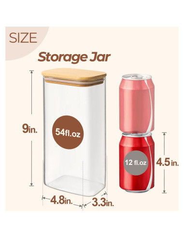 Contenedores de vidrio rectangular ComSaf 1600ml 3Pcs