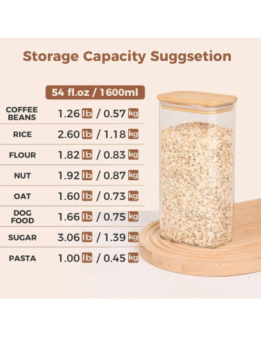 Contenedores de vidrio rectangular ComSaf 1600ml 3Pcs