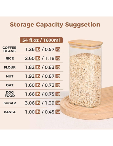 Contenedores de vidrio rectangular ComSaf 1600ml 3Pcs Contenedores de vidrio rectangular ComSaf 1600ml 3Pcs