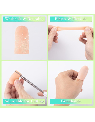 PAGOW 10 Fundas de Dedo de Gel Reutilizables Beige