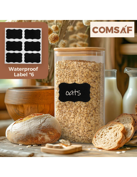 Contenedores de vidrio rectangular ComSaf 1600ml 3Pcs Contenedores de vidrio rectangular ComSaf 1600ml 3Pcs