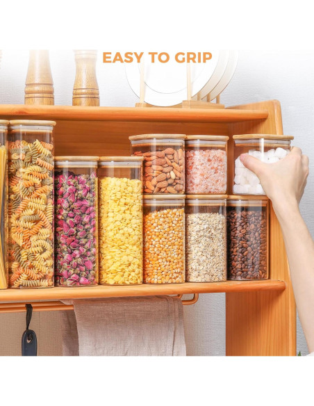 Contenedores de vidrio rectangular ComSaf 1600ml 3Pcs Contenedores de vidrio rectangular ComSaf 1600ml 3Pcs