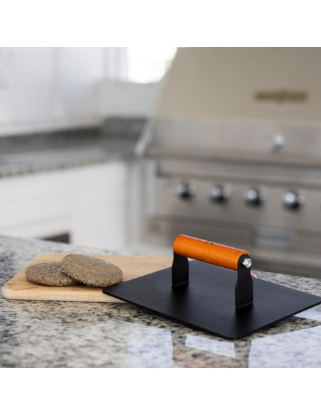 Prensa de Parrilla XL Outset Hierro 20x25 cm Mango Madera