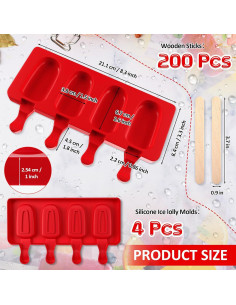 Molde de Helado de Silicona Outus 4 Piezas Rojo 2