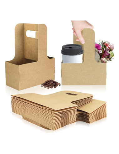 Portavasos desechable 2 tazas Kraft 30 unidades