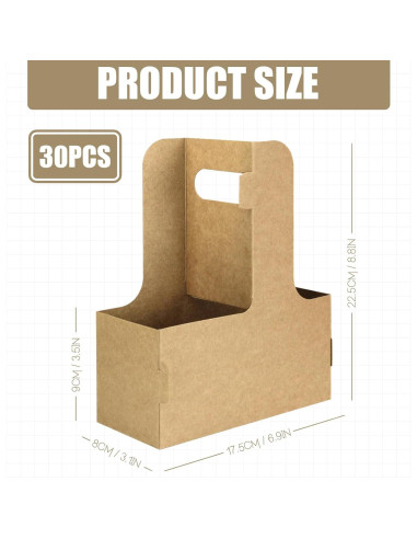 Portavasos desechable 2 tazas Kraft 30 unidades