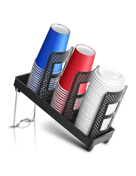 Dispensador de Tazas Desechables Wymulot Negro 3 Ranuras