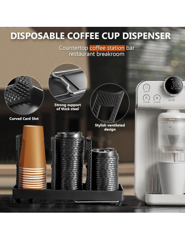 Dispensador de Tazas Desechables Wymulot Negro 3 Ranuras