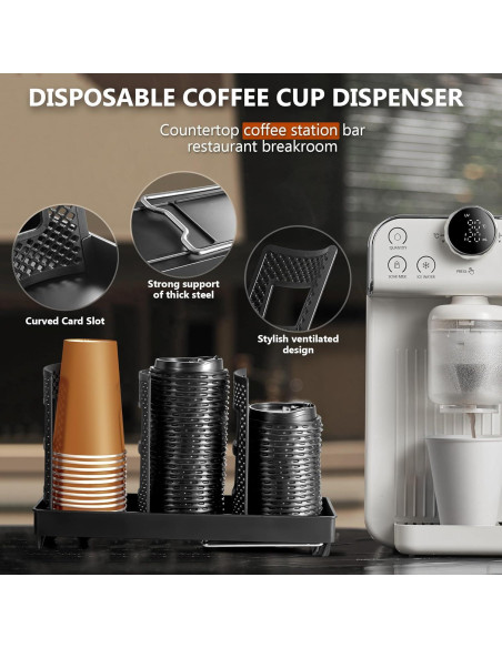 Dispensador de Tazas Desechables Wymulot Negro 3 Ranuras