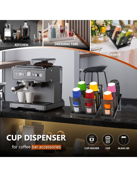 Dispensador de Tazas Desechables Wymulot Negro 3 Ranuras