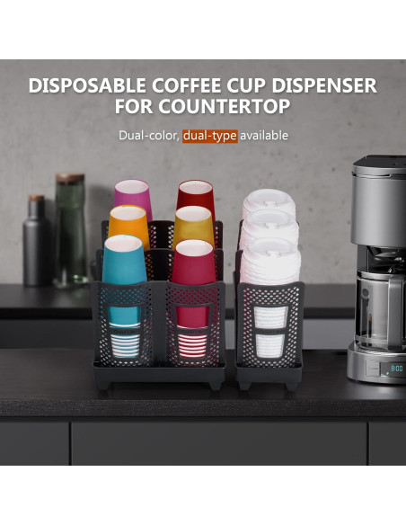 Dispensador de Tazas Desechables Wymulot Negro 3 Ranuras