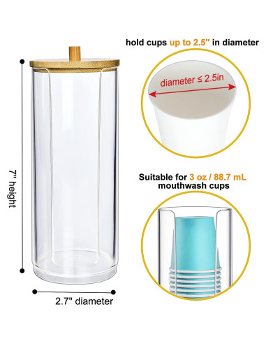 Dispensador de Tazas de Baño EOFJRUC Acrílico 3 oz