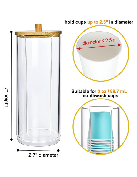 Dispensador de Tazas de Baño EOFJRUC Acrílico 3 oz