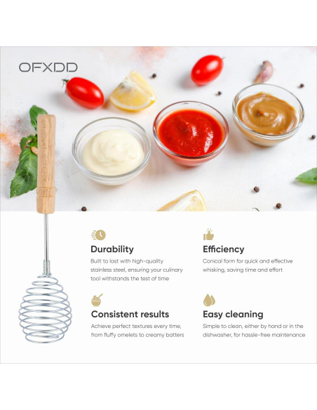 Batidor de Alambre OFXDD Acero Inoxidable Mango Madera