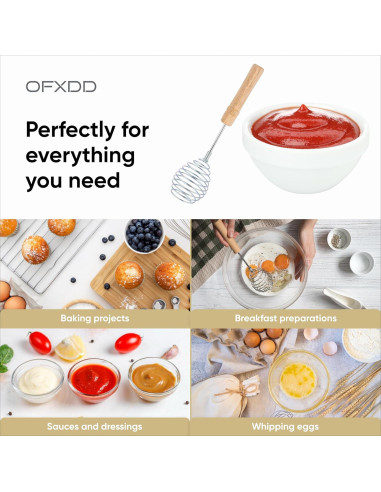 Batidor de Alambre OFXDD Acero Inoxidable Mango Madera