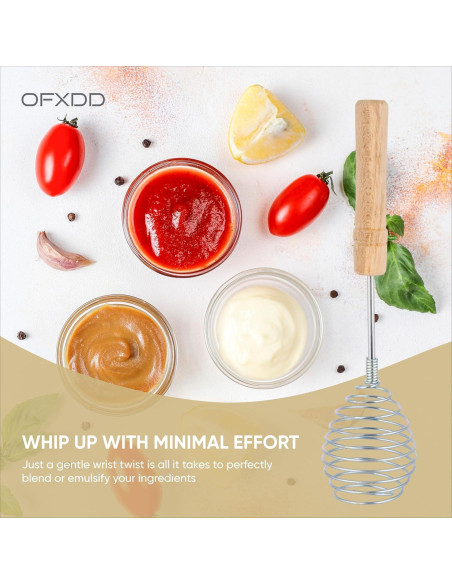 Batidor de Alambre OFXDD Acero Inoxidable Mango Madera