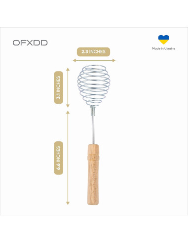 Batidor de Alambre OFXDD Acero Inoxidable Mango Madera