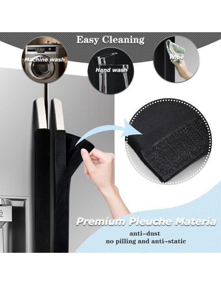 Cubiertas de Manijas de Refrigerador Kewjug 4Pcs Negro