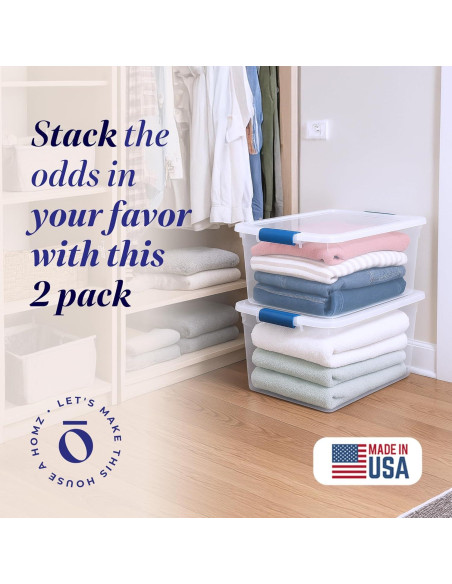 HOMZ Juego de 2 Contenedores de Almacenamiento 66 QT Azul