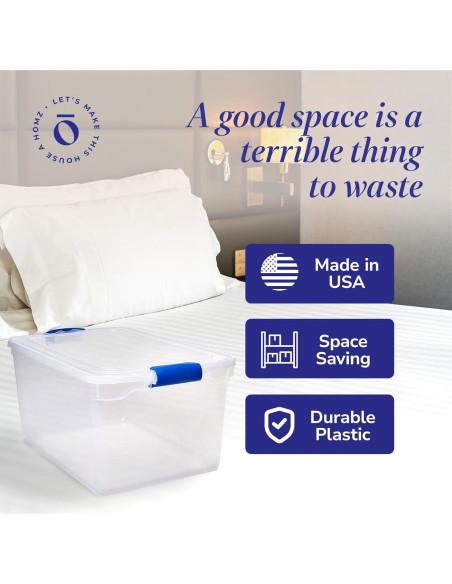 HOMZ Juego de 2 Contenedores de Almacenamiento 66 QT Azul