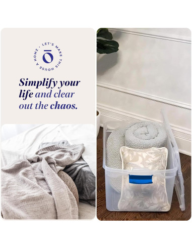 HOMZ Juego de 2 Contenedores de Almacenamiento 66 QT Azul