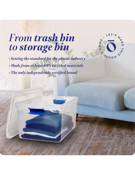 HOMZ Juego de 2 Contenedores de Almacenamiento 66 QT Azul