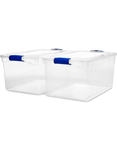 HOMZ Juego de 2 Contenedores de Almacenamiento 66 QT Azul