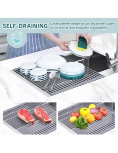 Estante de Secado de Platos Ohuhu 44.7x39.1cm Enrollable 2