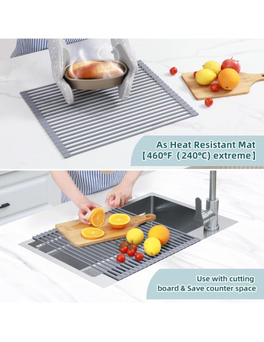 Estante de Secado de Platos Ohuhu 44.7x39.1cm Enrollable