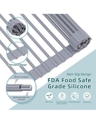 Estante de Secado de Platos Ohuhu 44.7x39.1cm Enrollable