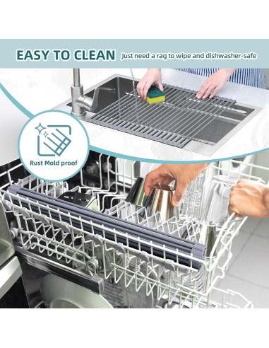 Estante de Secado de Platos Ohuhu 44.7x39.1cm Enrollable