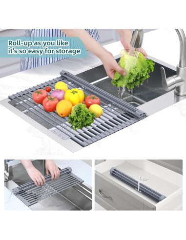 Estante de Secado de Platos Ohuhu 44.7x39.1cm Enrollable