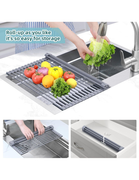 Estante de Secado de Platos Ohuhu 44.7x39.1cm Enrollable