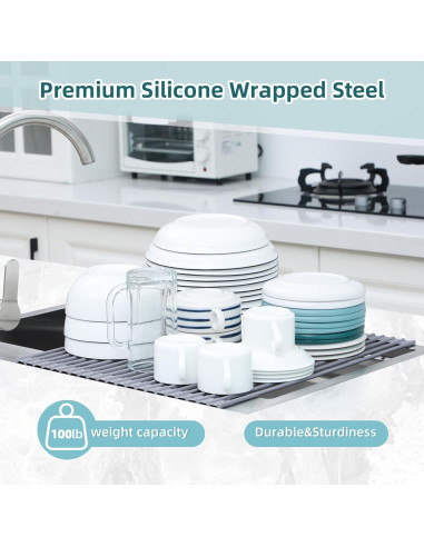 Estante de Secado de Platos Ohuhu 44.7x39.1cm Enrollable