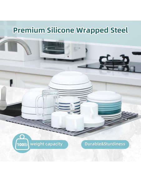 Estante de Secado de Platos Ohuhu 44.7x39.1cm Enrollable