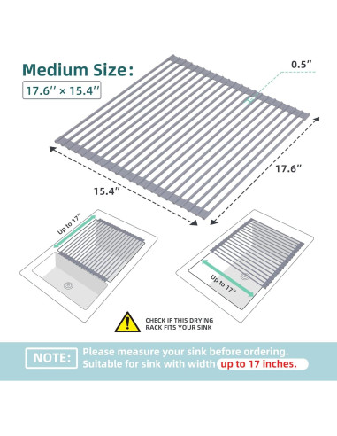 Estante de Secado de Platos Ohuhu 44.7x39.1cm Enrollable