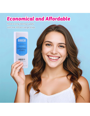 200 Tiras de Cera No Tejidas Mirucoo para Depilación